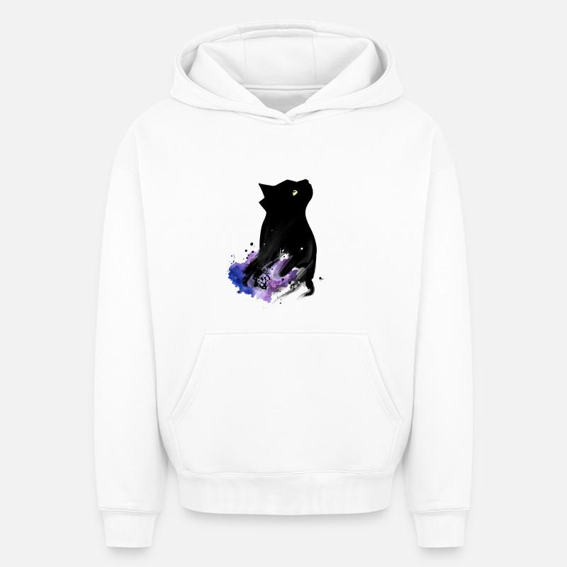 Black Cat - Sweat à capuche unisexe oversize épais SPREAD - blanc