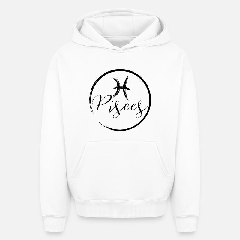 Horoscope Poissons - Sweat à capuche unisexe oversize épais SPREAD - blanc