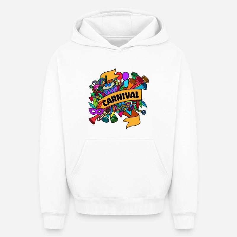 Carnaval Masques Carnaval défilé - Sweat à capuche unisexe oversize épais SPREAD - blanc