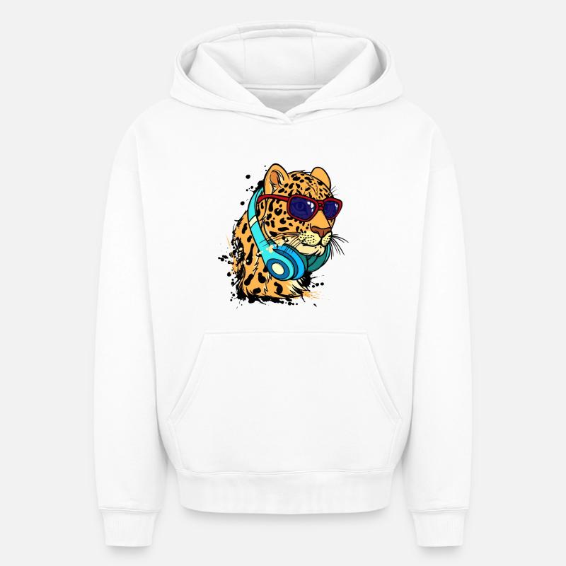 Cool animal casque - Sweat à capuche unisexe oversize épais SPREAD - blanc