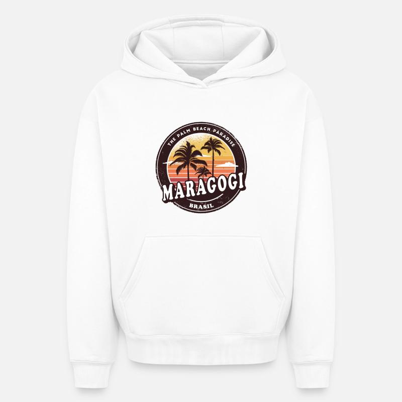 Maragogi Brazil Beach Design - Sweat à capuche unisexe oversize épais SPREAD - blanc
