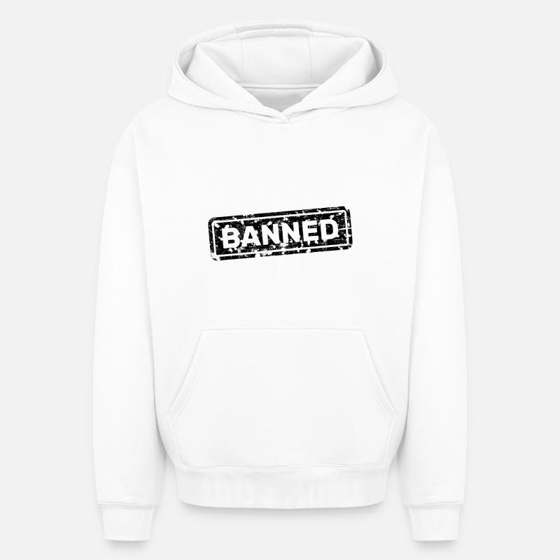 Interdit, interdit, rejeté, ostracisé - Sweat à capuche unisexe oversize épais SPREAD - blanc