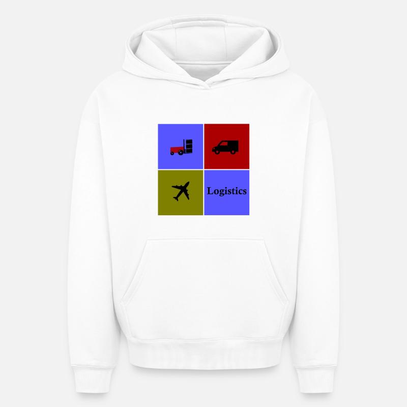 Équipe Logistique et Transport - Sweat à capuche unisexe oversize épais SPREAD - blanc