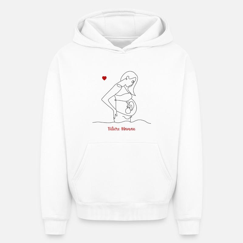 Future maman - Sweat à capuche unisexe oversize épais SPREAD - blanc