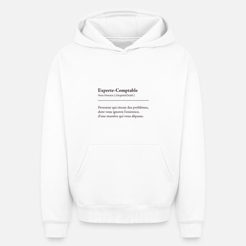 Experte Comptable Definition - Sweat à capuche unisexe oversize épais SPREAD - blanc