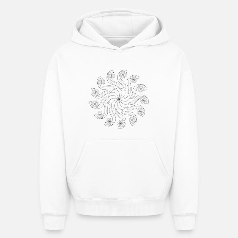 Mandala Karusell - Oversized Heavyweight Unisex Hoodie - Weiß