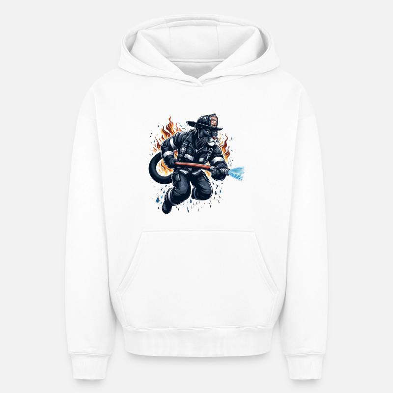 Pompier panthère Jaguar cadeau - Sweat à capuche unisexe oversize épais SPREAD - blanc
