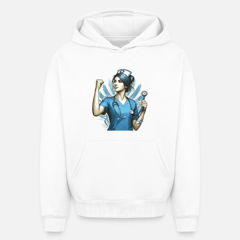 Krankenschwester Siegespose Geschenk - Oversized Heavyweight Unisex Hoodie - Weiß
