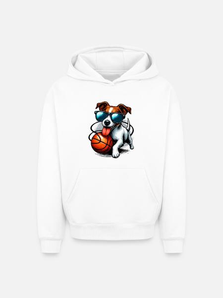 Jack Russell Terrier Basketball Solbriller - Unisex oversize hættetrøje i kraftig kvalitet - hvid