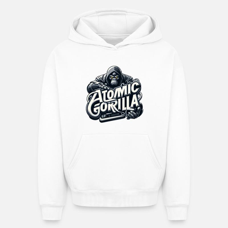 Gorille atomique - Sweat à capuche unisexe oversize épais SPREAD - blanc