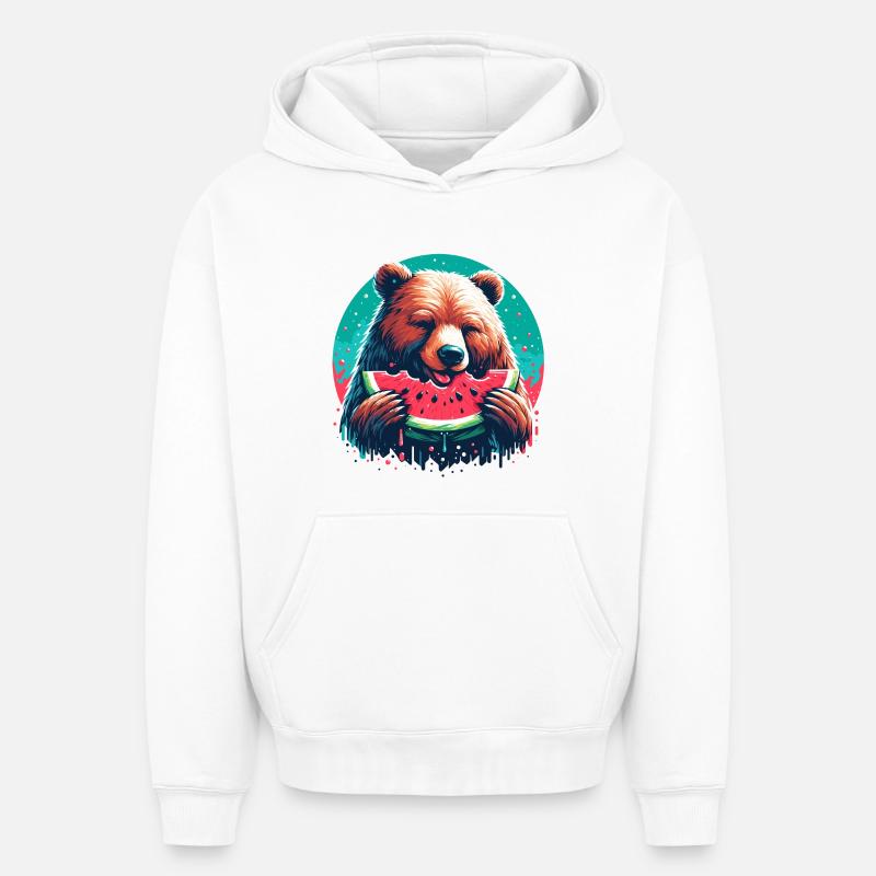 Pastèque ours cadeau délicieux - Sweat à capuche unisexe oversize épais SPREAD - blanc