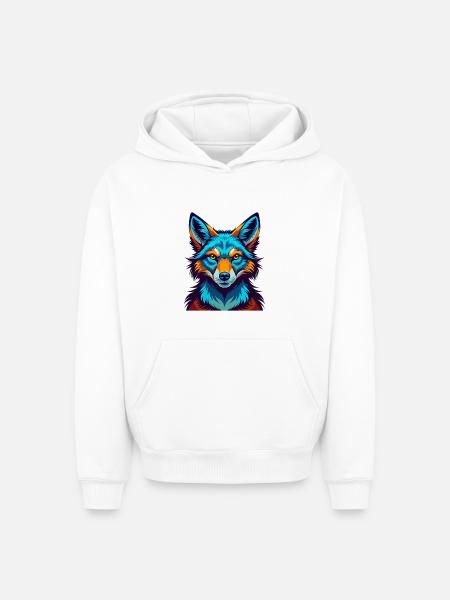 prärievarg, färgrik, kawaii, tecknad figur Clipart - Hoodie unisex oversize kraftig - vit