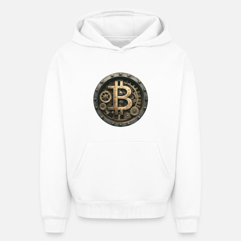 La machine Bitcoin - Sweat à capuche unisexe oversize épais SPREAD - blanc