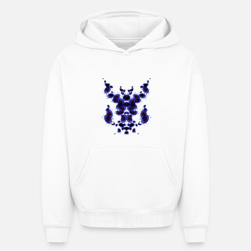 Pipe Echecs Bleu - Sweat à capuche unisexe oversize épais SPREAD - blanc