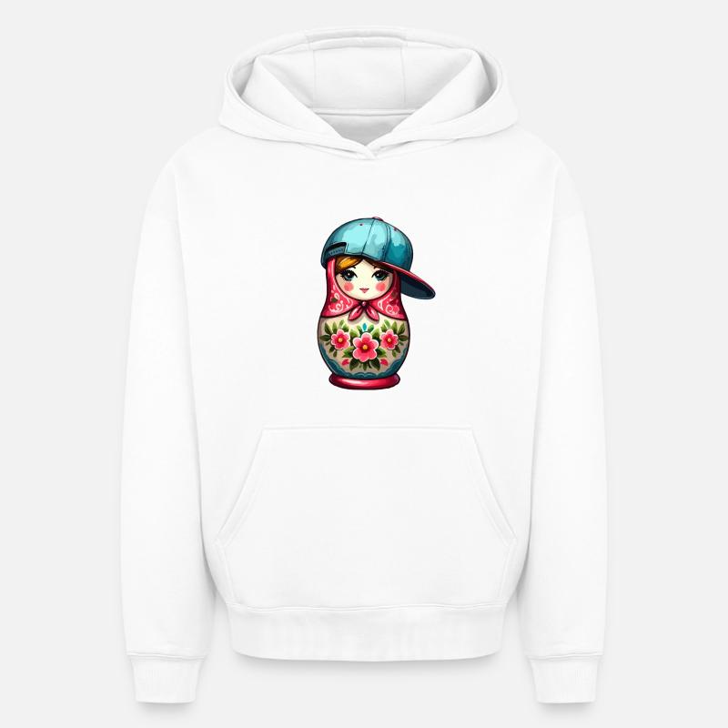 Matriochka Cool Cap Cadeau - Sweat à capuche unisexe oversize épais SPREAD - blanc