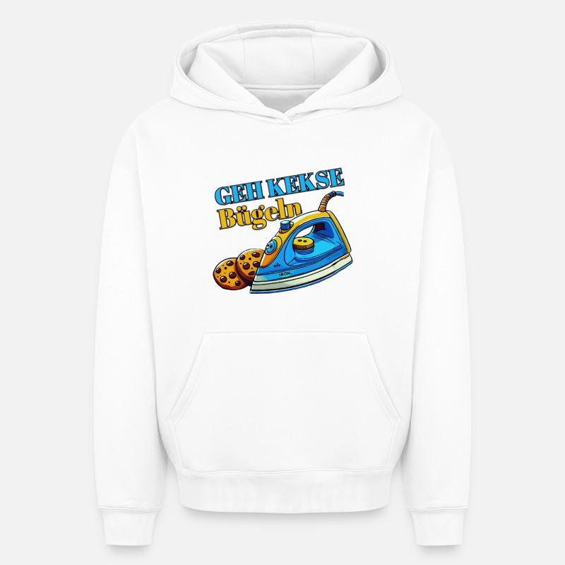 Allez les cookies en fer... - Sweat à capuche unisexe oversize épais SPREAD - blanc