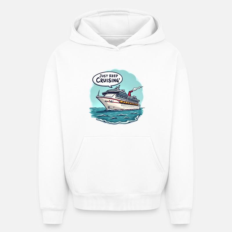 Continuez simplement à naviguer" - Sweat à capuche unisexe oversize épais SPREAD - blanc