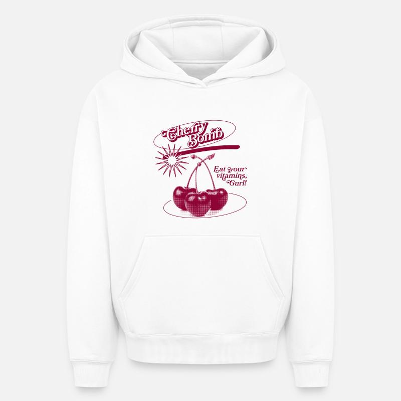 Explosion d’une bombe de cerise - Sweat à capuche unisexe oversize épais SPREAD - blanc