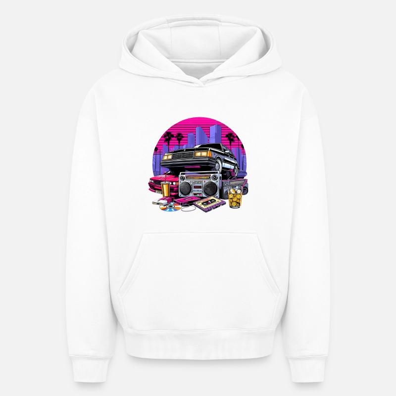 Kompaktkassette Ghettoblaster 90er Retro Geschenk - Oversized Heavyweight Unisex Hoodie - Weiß