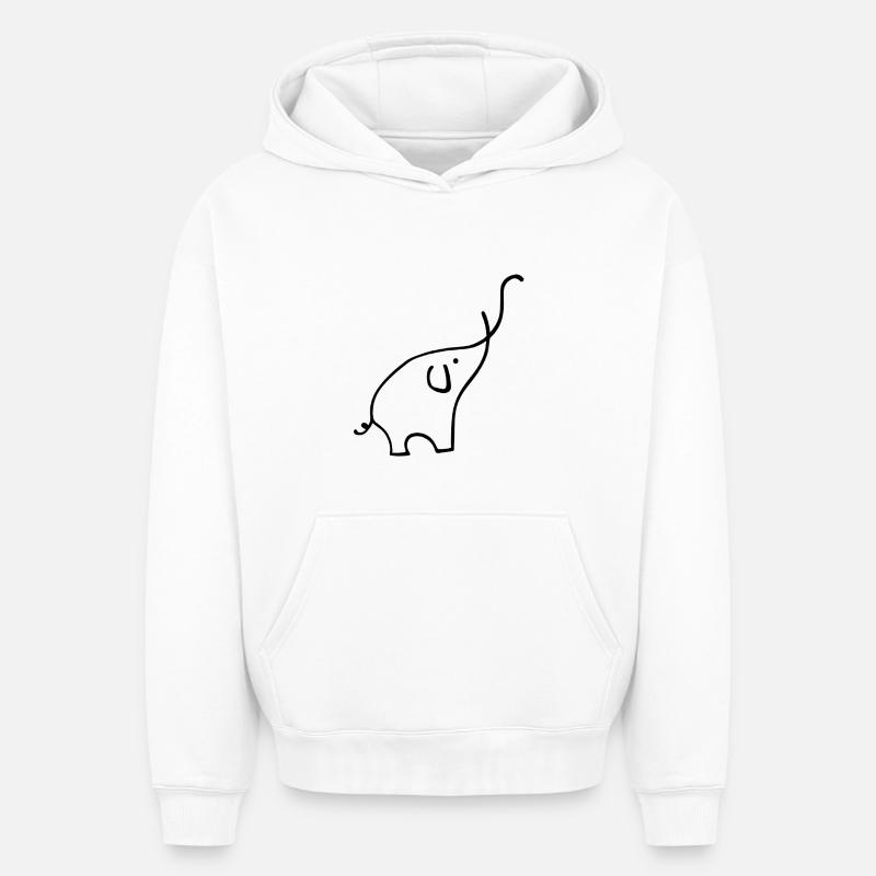 Éléphant - Sweat à capuche unisexe oversize épais SPREAD - blanc