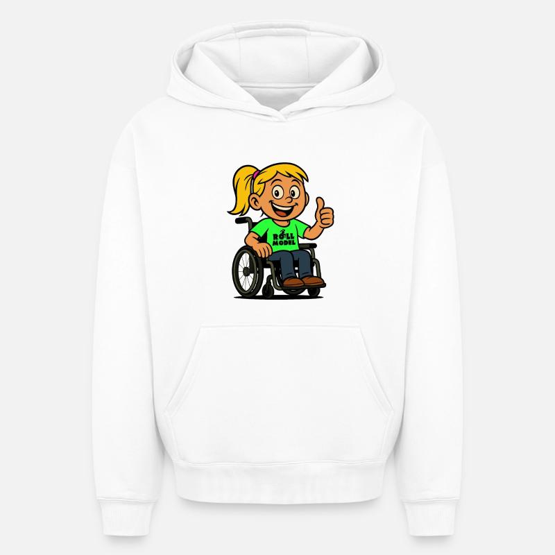 Lolla Vorbild der Rollstuhlfahrer. Rollstuhl # - Oversized Heavyweight Unisex Hoodie - Weiß