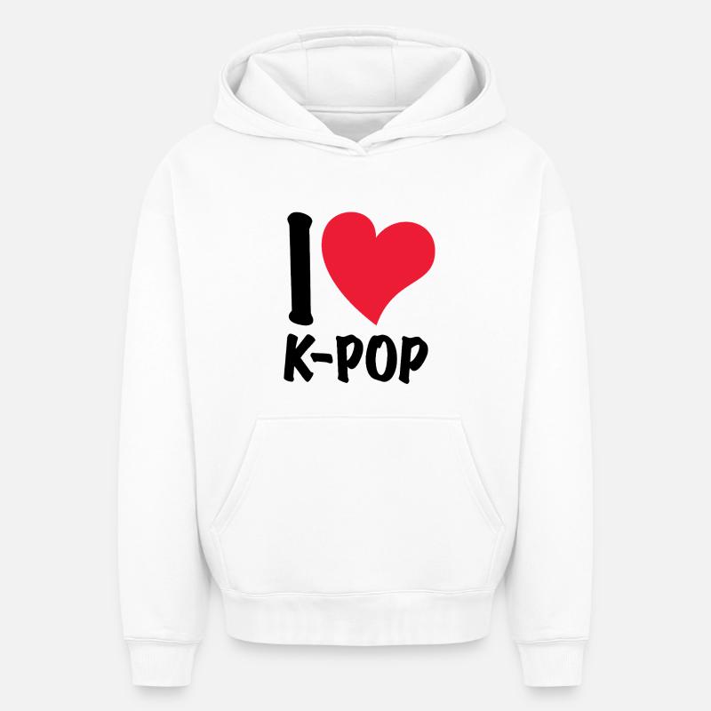 J’adore la K-pop - Sweat à capuche unisexe oversize épais SPREAD - blanc