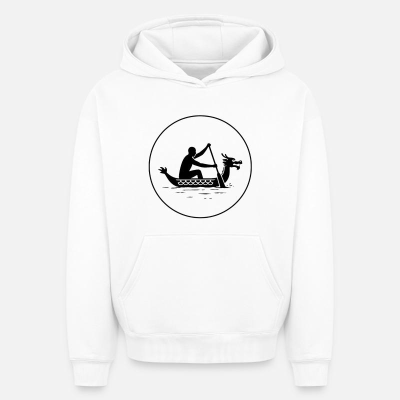 Bateau dragon - Sweat à capuche unisexe oversize épais SPREAD - blanc