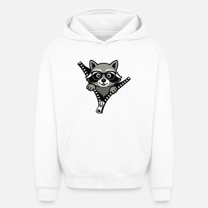 raton laveur curieux - Sweat à capuche unisexe oversize épais SPREAD - blanc