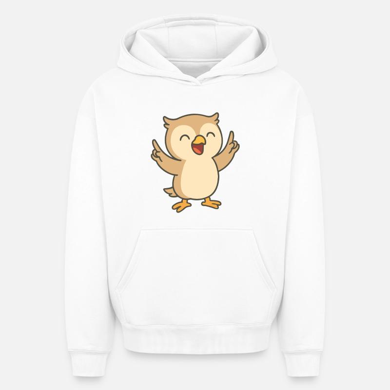 Gute-Laune-Eule - Oversized Heavyweight Unisex Hoodie - Weiß