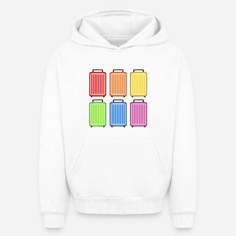 VALISE ARC-EN-CIEL - Sweat à capuche unisexe oversize épais SPREAD - blanc