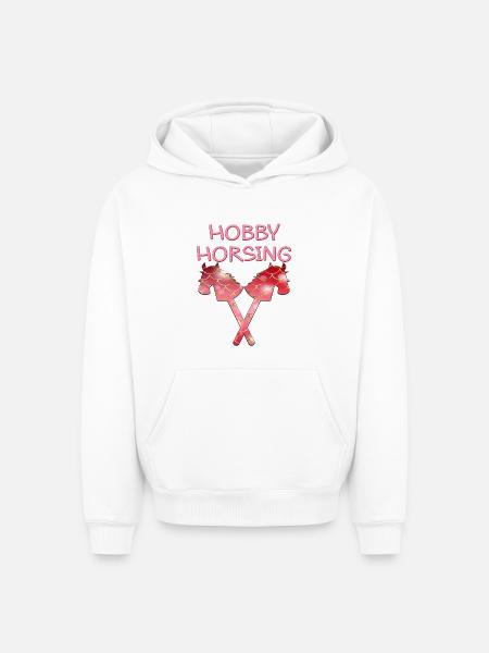 HOBBY HORSING HORSES - Oversized Heavyweight Unisex Hoodie - white