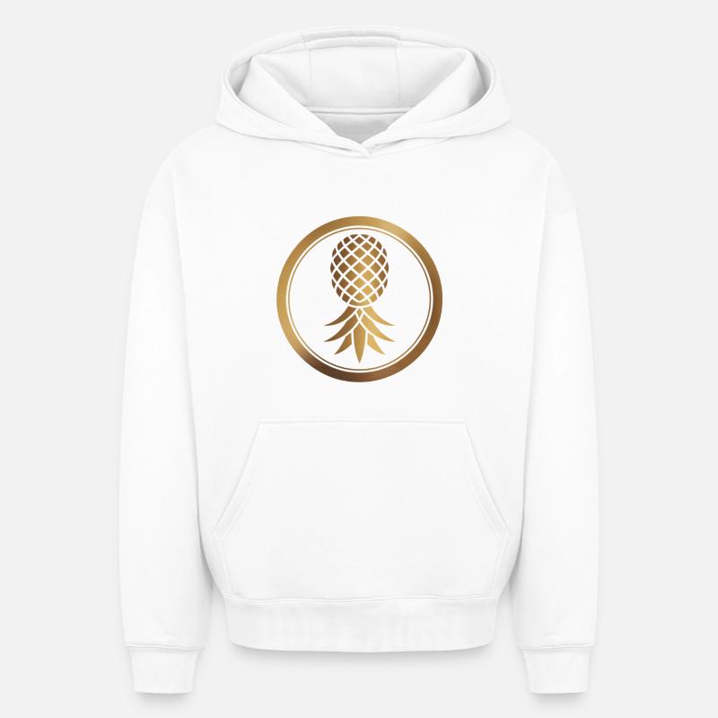 Logo ananas doré - Sweat à capuche unisexe oversize épais SPREAD - blanc