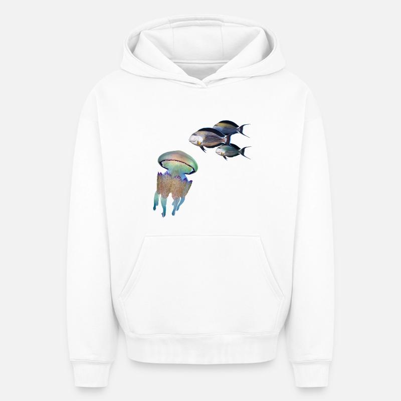 Méduse - Sweat à capuche unisexe oversize épais SPREAD - blanc