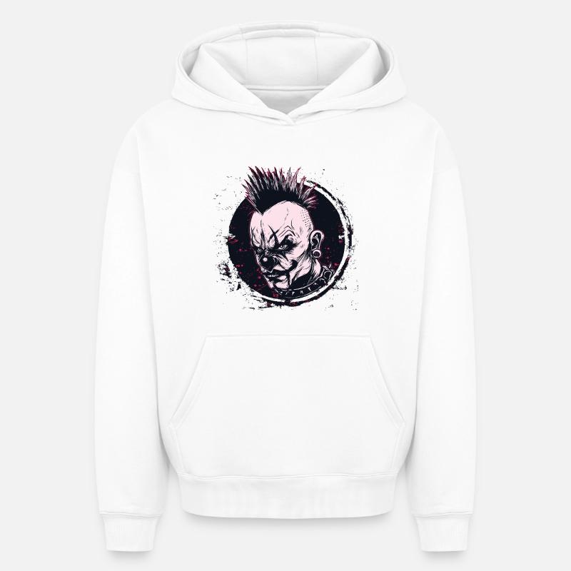 clown mohawk effrayant - Sweat à capuche unisexe oversize épais SPREAD - blanc