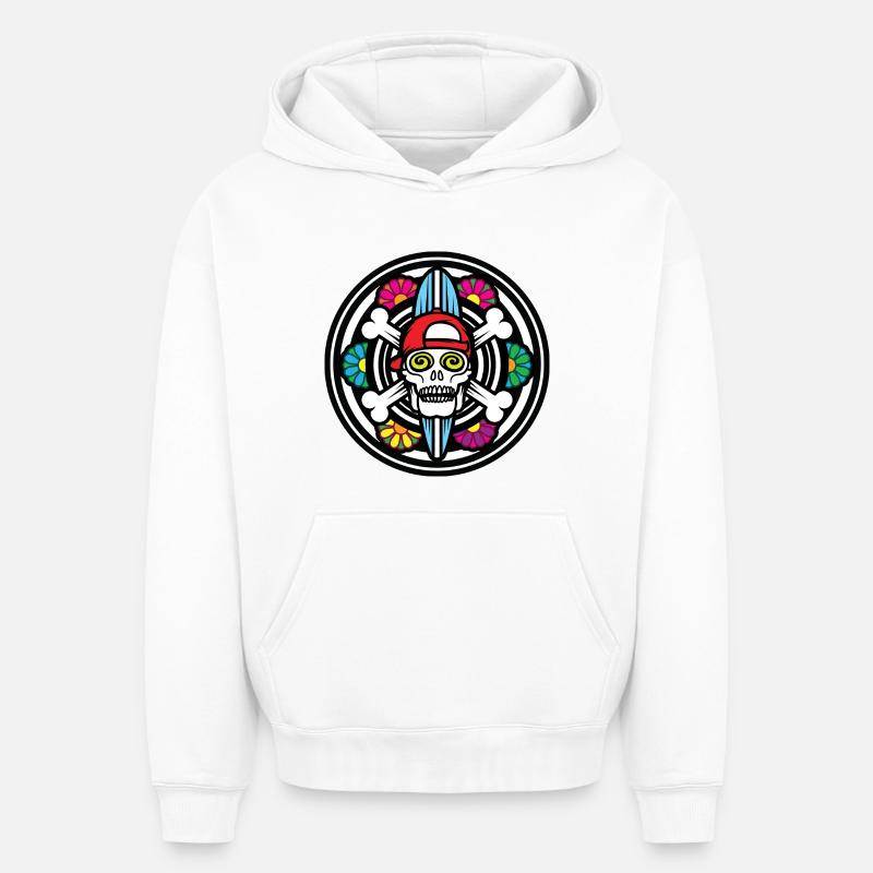 Crâne de surf - Sweat à capuche unisexe oversize épais SPREAD - blanc