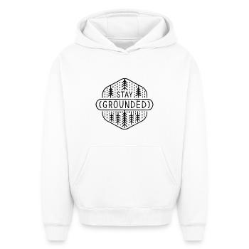 Grounding stay grounded mindfulness practice - Oversized Heavyweight Unisex Hoodie - white - Front - AI Model Female 172 dark (172cm) & AI Model Male 185 light (185cm)