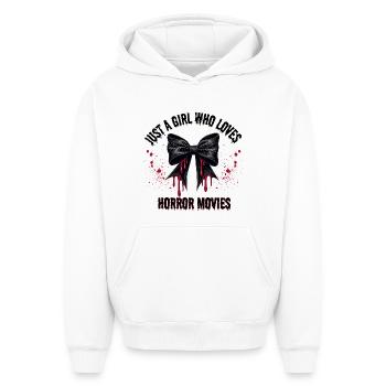 Juste fille qui aime les films d’horreur mignon arc sanglant - Sweat à capuche unisexe oversize épais SPREAD - blanc - Devant - AI Model Female 172 dark (172cm) & AI Model Male 185 light (185cm)