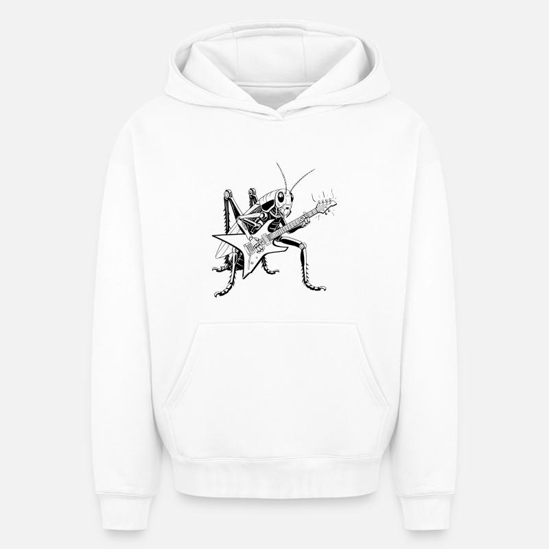 Grasshopper guitariste - Sweat à capuche unisexe oversize épais SPREAD - blanc