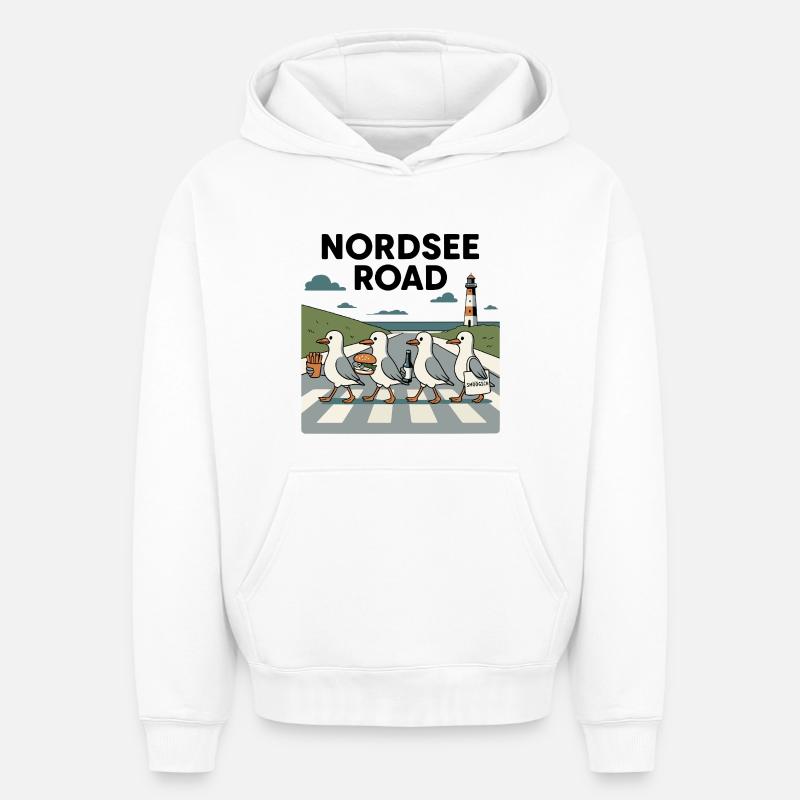 Nordseeroad Möwen - Oversized Heavyweight Unisex Hoodie - Weiß