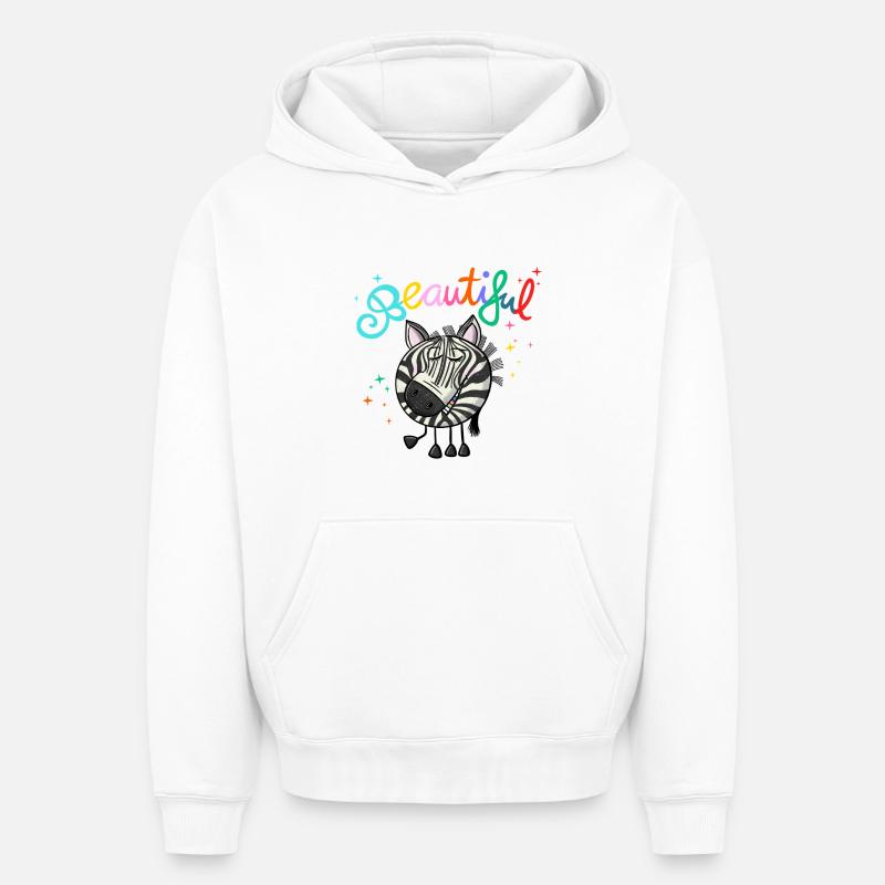 Zèbre Beau - Sweat à capuche unisexe oversize épais SPREAD - blanc