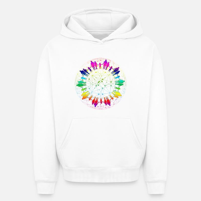 Regenbogen Netz der Gemeinschaft - Oversized Heavyweight Unisex Hoodie - Weiß