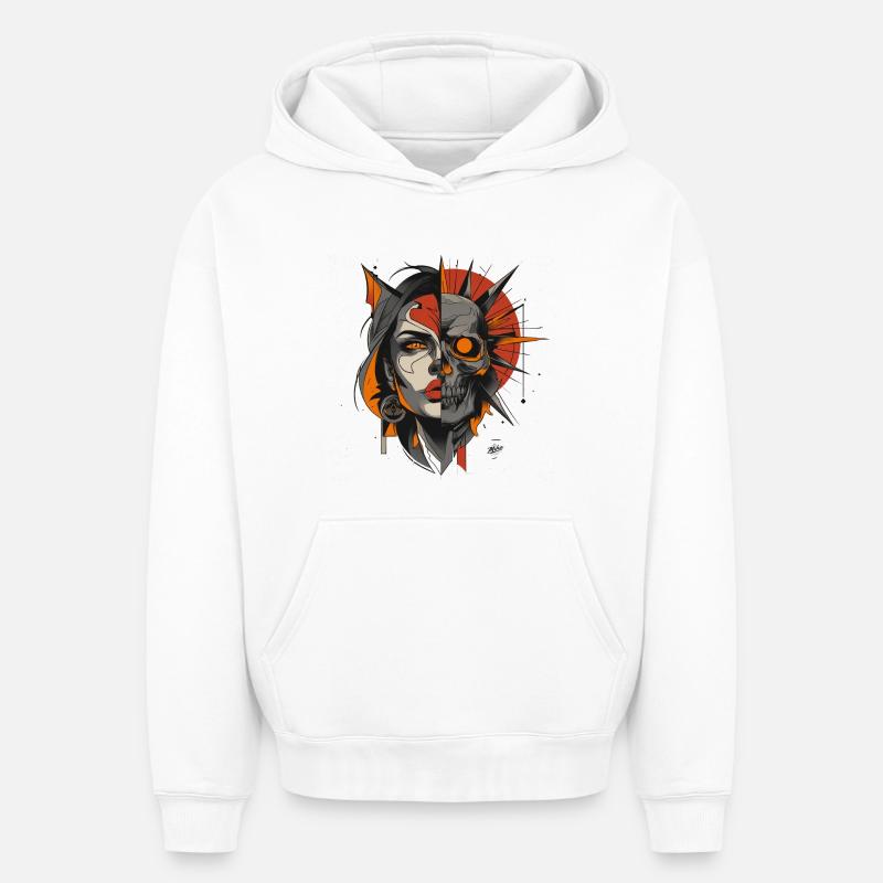 Dualité de l’humanité - Sweat à capuche unisexe oversize épais SPREAD - blanc