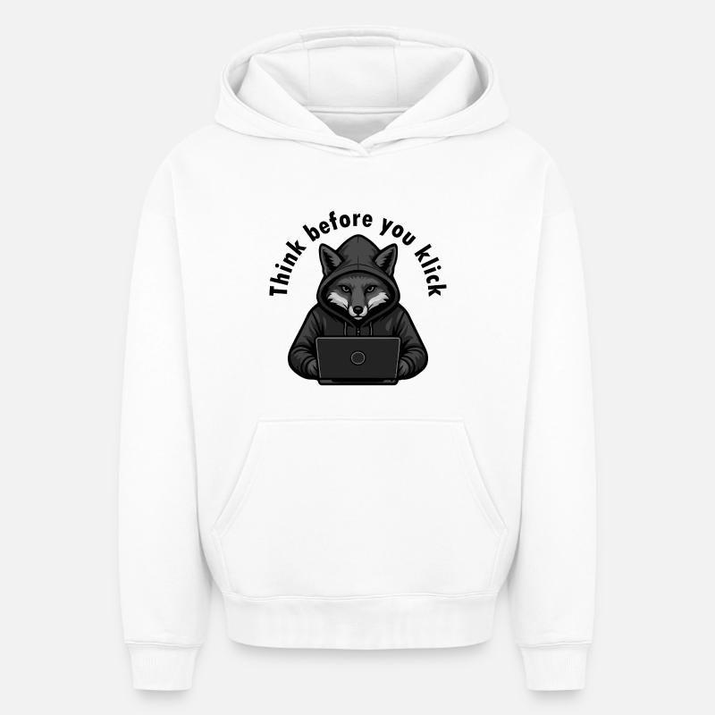 Réfléchissez avant de cliquer - Cybersécurité - Sweat à capuche unisexe oversize épais SPREAD - blanc