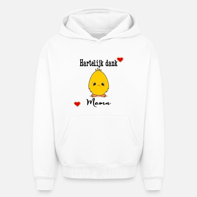 Merci beaucoup maman - Sweat à capuche unisexe oversize épais SPREAD - blanc