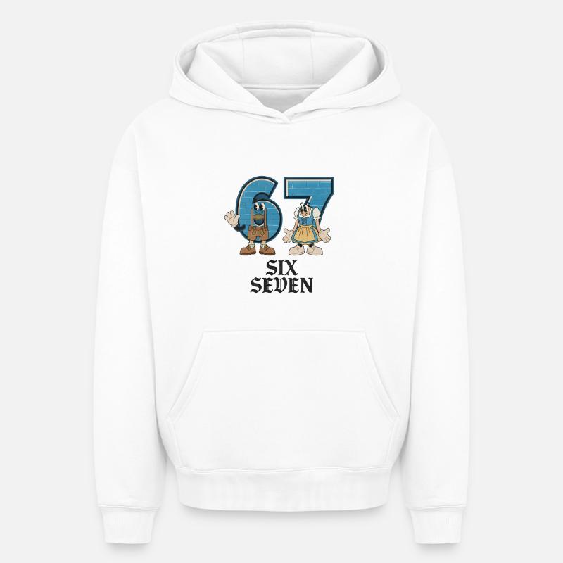 6 7 Six Sept mèmes - Sweat à capuche unisexe oversize épais SPREAD - blanc