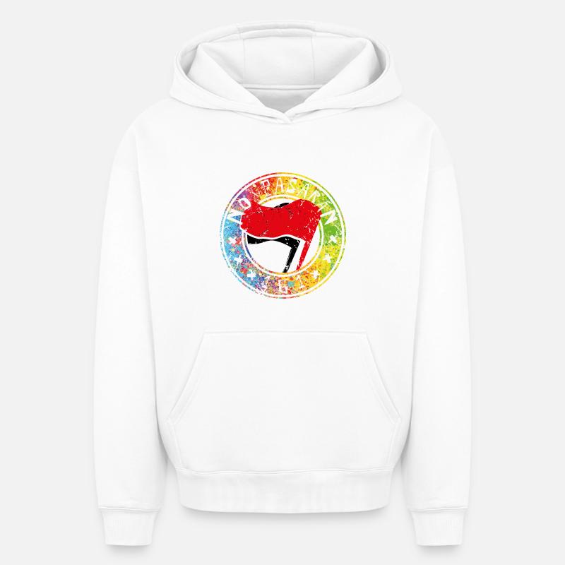 Non Pasaran 161 - Sweat à capuche unisexe oversize épais SPREAD - blanc