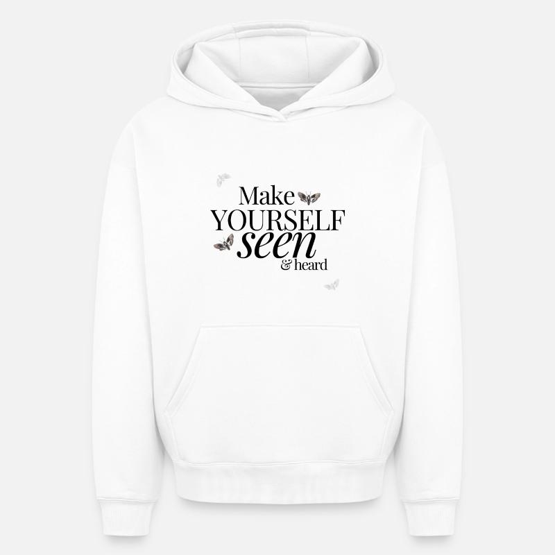 Faites-vous voir et entendre - Sweat à capuche unisexe oversize épais SPREAD - blanc