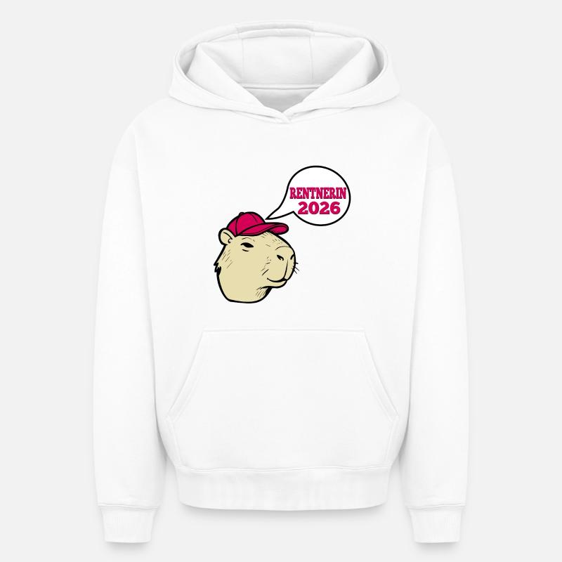 Pensionné 2026 Capybara - Sweat à capuche unisexe oversize épais SPREAD - blanc