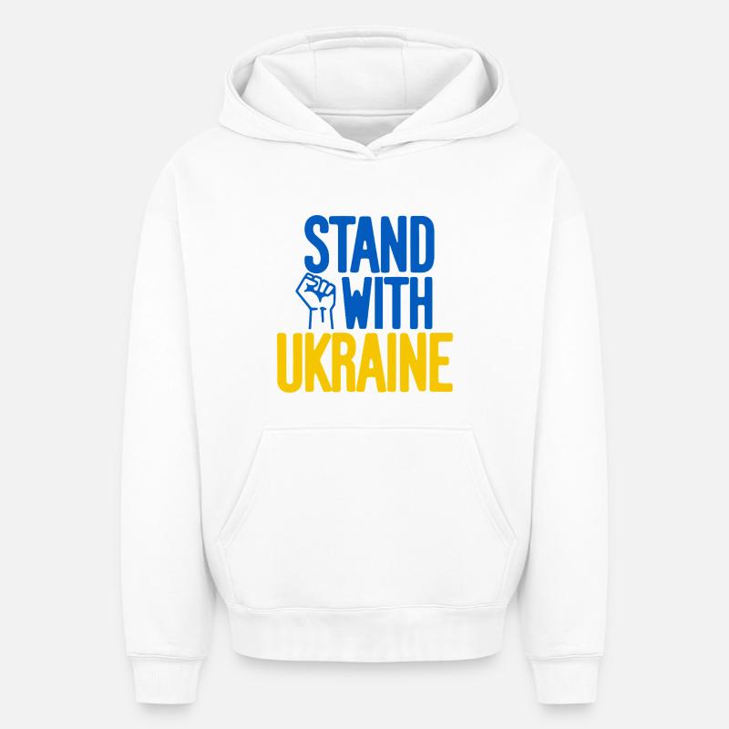Solidarité avec l’Ukraine - Sweat à capuche unisexe oversize épais SPREAD - blanc