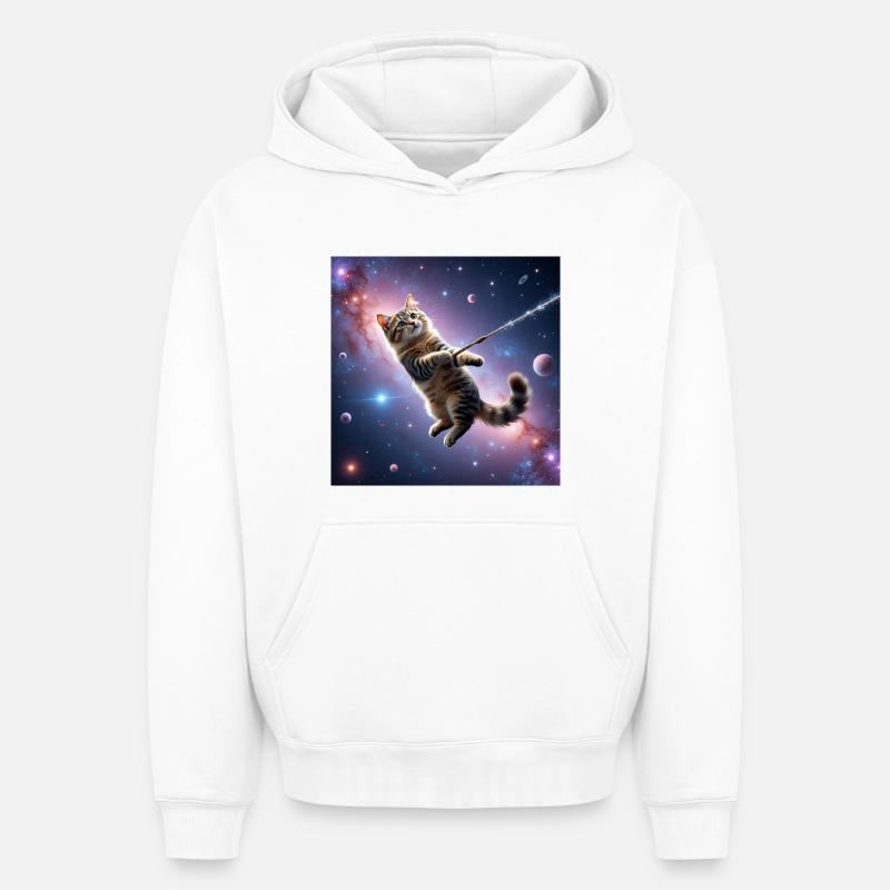 Chat dans l’espace - Sweat à capuche unisexe oversize épais SPREAD - blanc
